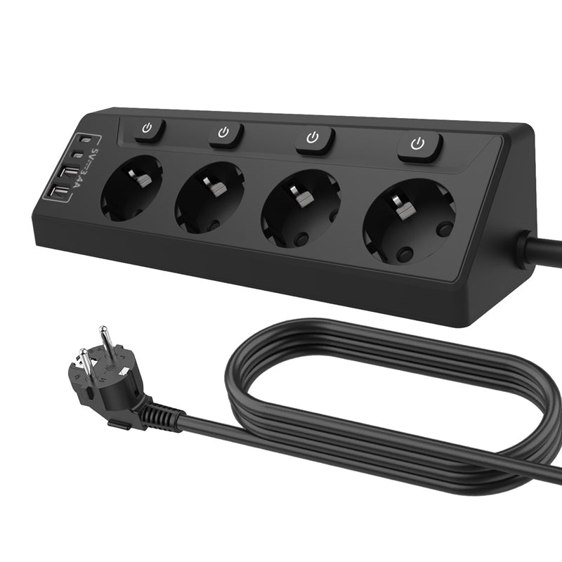 ✨50 % de réduction + livraison gratuite 🔥 Multiprise à 4 prises avec interrupteurs individuels et ports USB