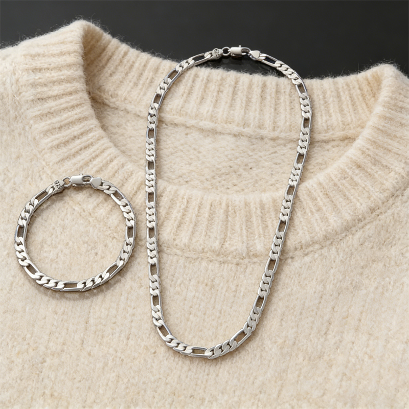 Classic Silver-Tone Chain Necklace & Bracelet Set(50% OFF)