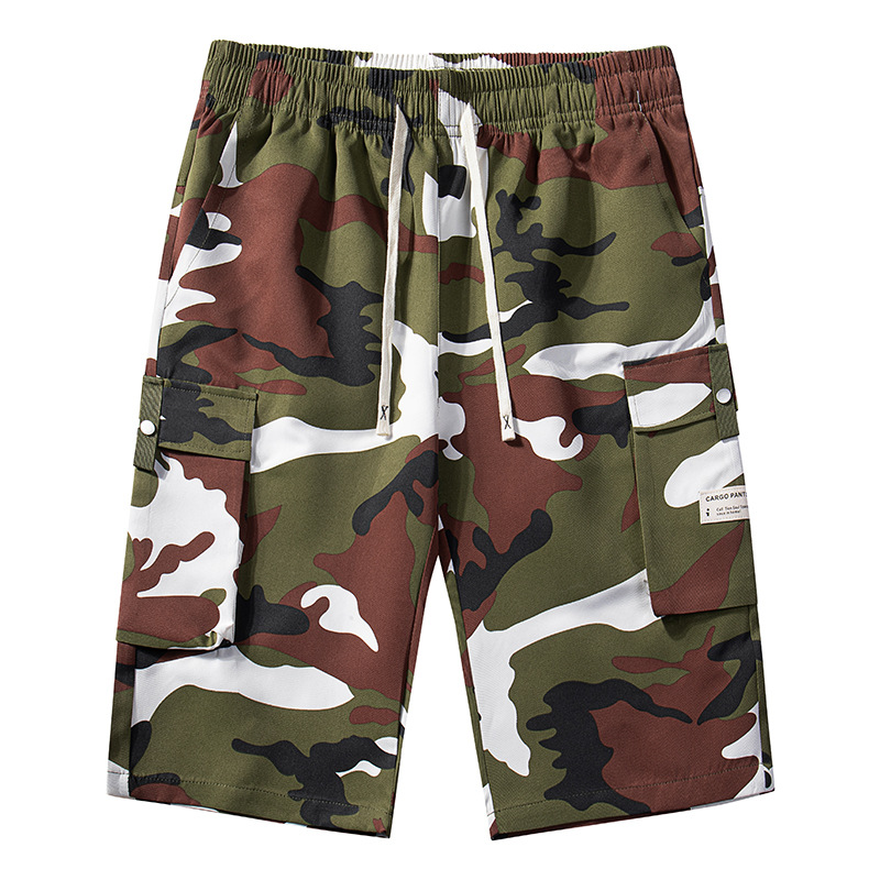 🩳 PROMO LIMITÉE 50% DE RÉDUCTION ! 🍂 Shorts Cargo Camouflage – 6 Poches Pratiques, Cordon de Taille & Coupe Détendue ✨