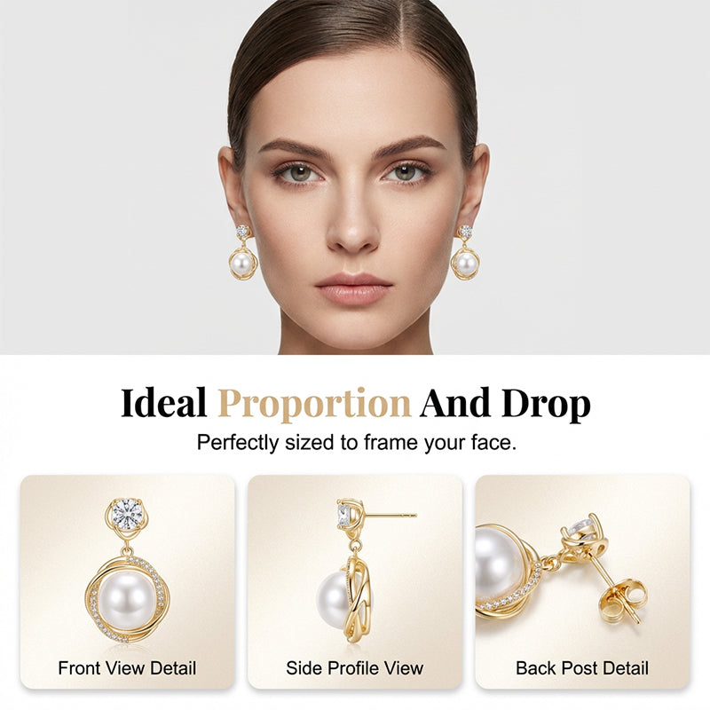✨ Boucles d'oreilles goutte avec perles et cristaux en forme de spirale élégante
