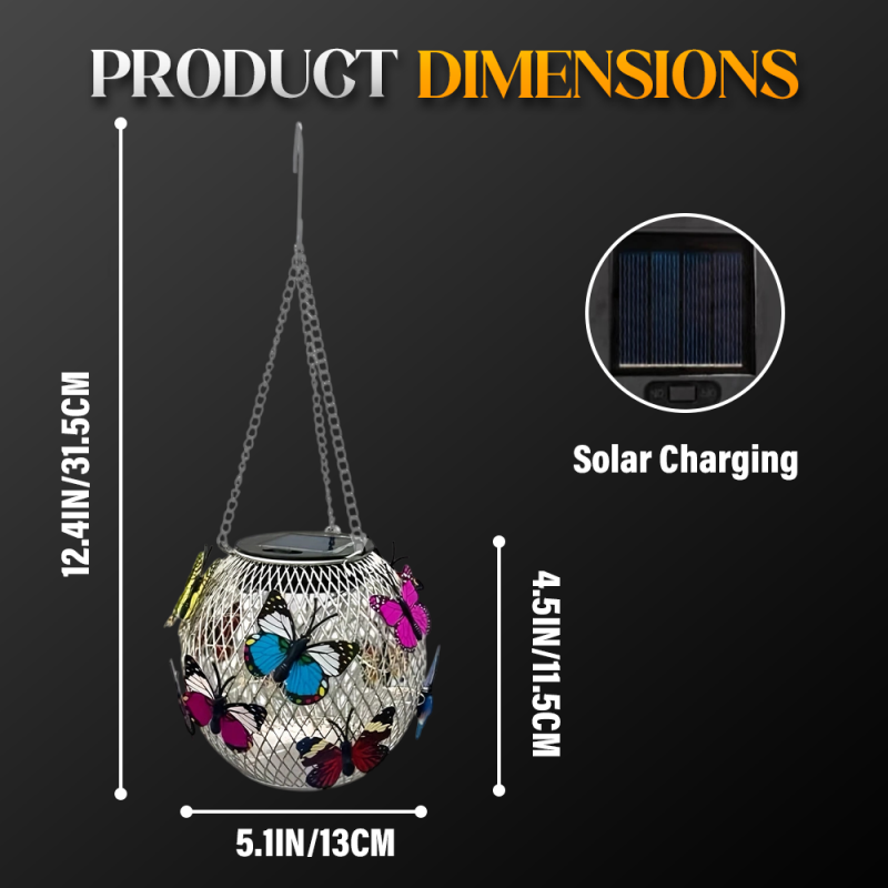 🔥-50%!Lampe Solaire Suspension en Fer – Éclairage d’Extérieur Étanche, Style Industriel & Éco-Design