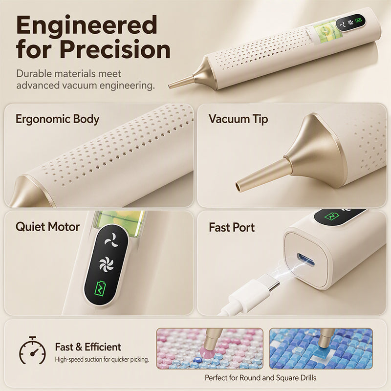 ✨ Rechargeable Electric Diamond Painting Pen – Cordless Vacuum Drill Tool, Wax-Free with Ergonomic Lightweight Design, Perfect for Diamond Art Kits 🎨🔋