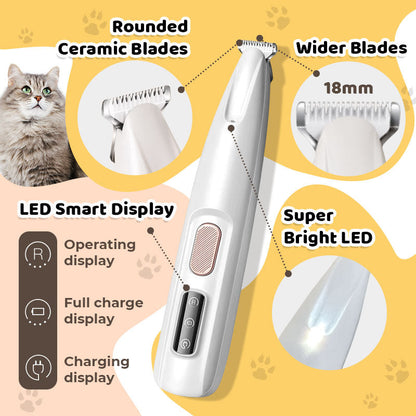 🐾 Tondeuse Rechargeable Étanche pour Animaux – Silencieuse, lame précise & LED intégrée – Idéale pour un toilettage doux à la maison 🛁
