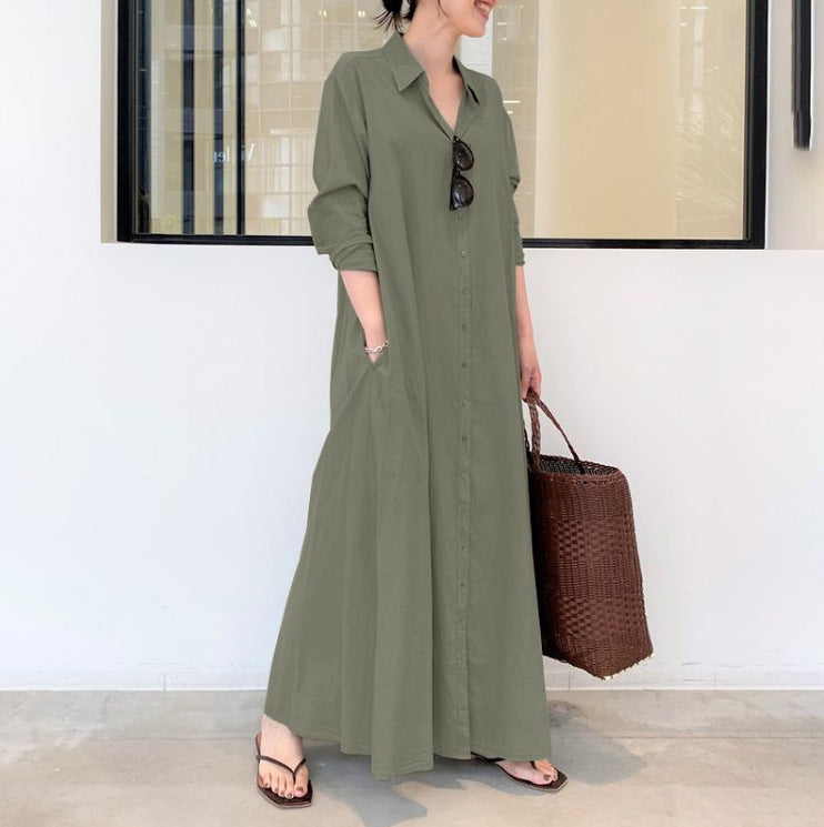 Robe à manches longues, simple et colorée