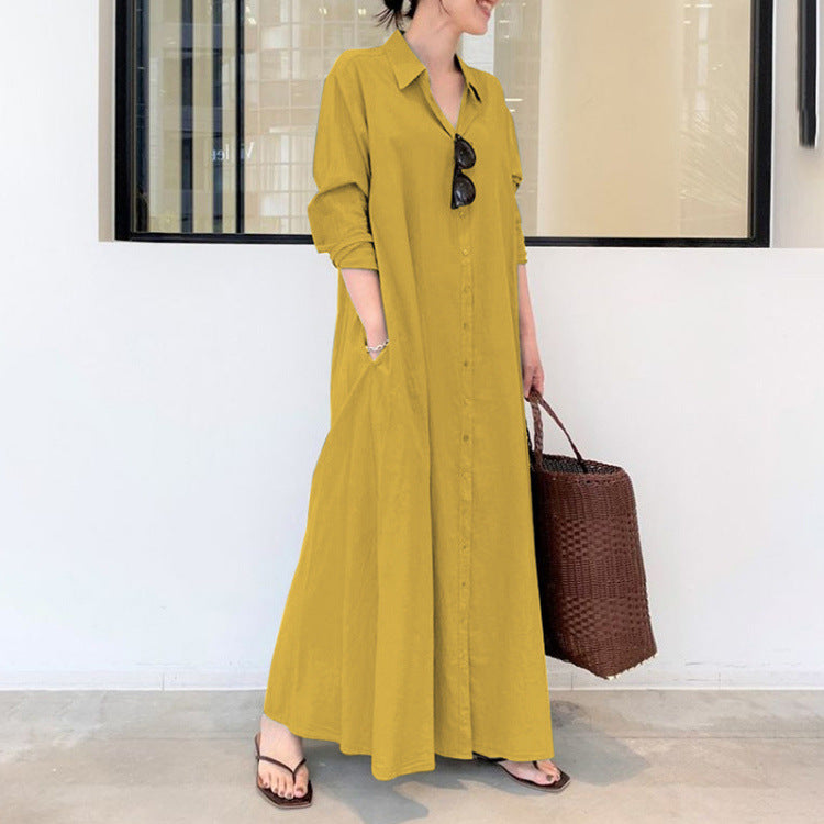 Robe à manches longues, simple et colorée