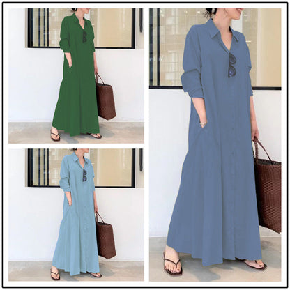 Robe à manches longues, simple et colorée