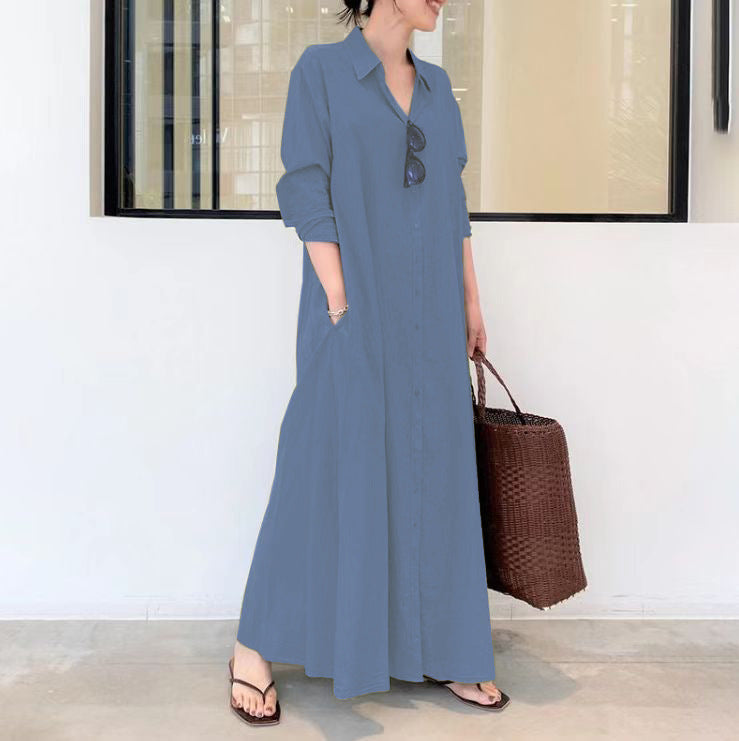 Robe à manches longues, simple et colorée