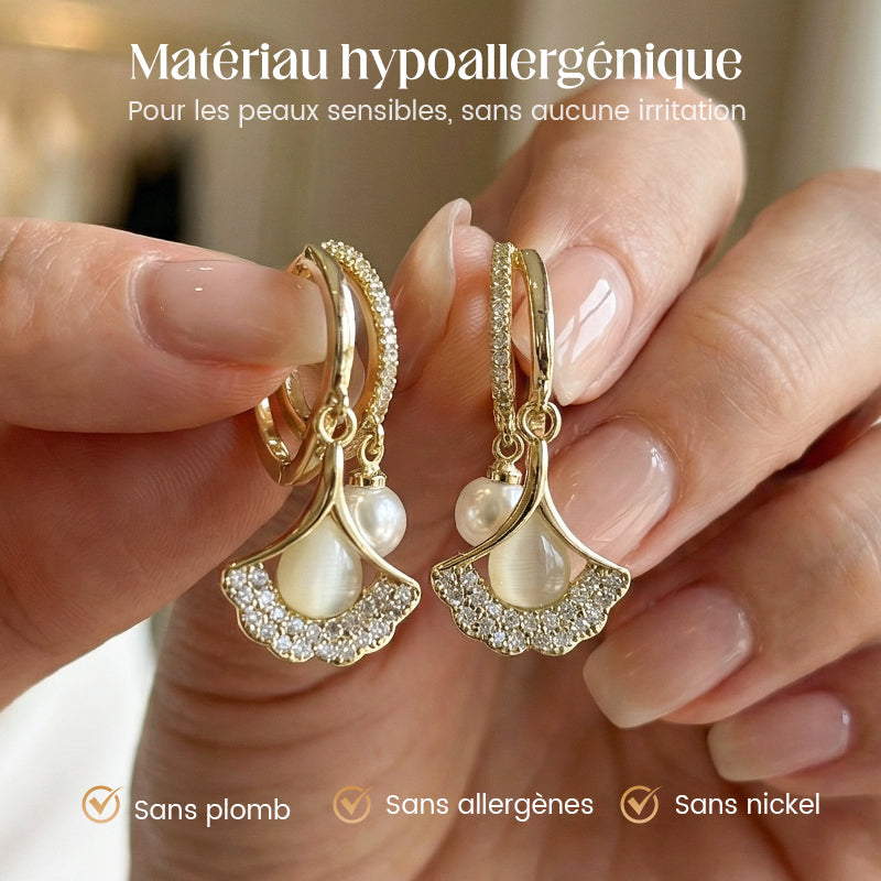 Boucles d'oreilles délicates en forme de feuille de ginkgo pour femmes