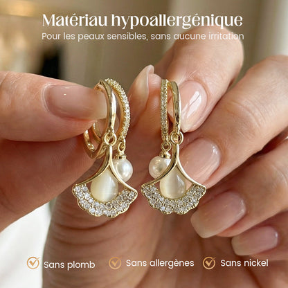 Boucles d'oreilles délicates en forme de feuille de ginkgo pour femmes