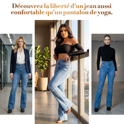 jean évasé taille haute en stretch