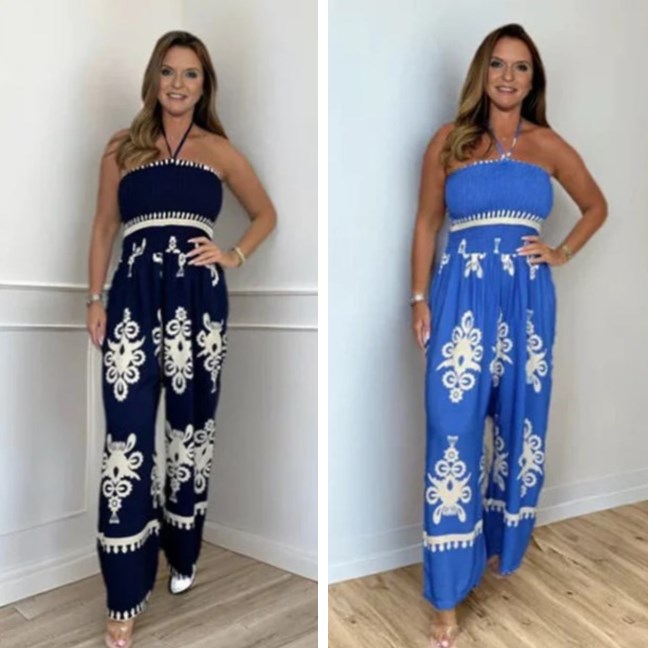 💎 50% DE RÉDUCTION ! 💎 Combinaison Printemps Bardot à Bretelles – Tissu Doux en Rayonne, Jambe Large & Nœud Élégant 🌸👚
