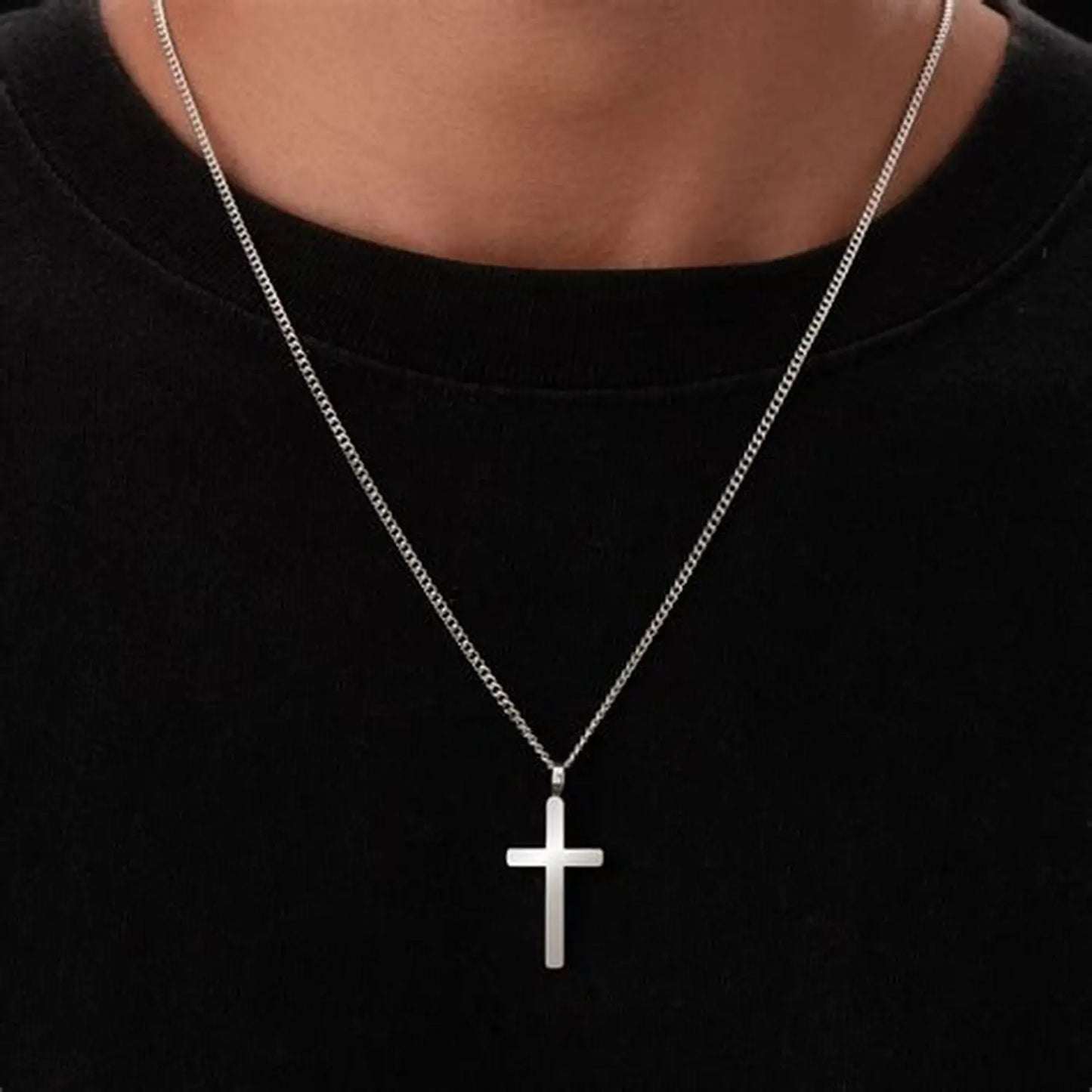 ✝️50 % sur tout 🎊⏰Collier pour homme avec pendentif en forme de croix en acier inoxydable