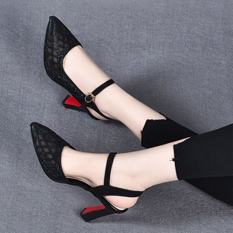 📢50 % de réduction !! ⏰💎Sandales à talons hauts respirantes avec pierres de Rhin pour femmes