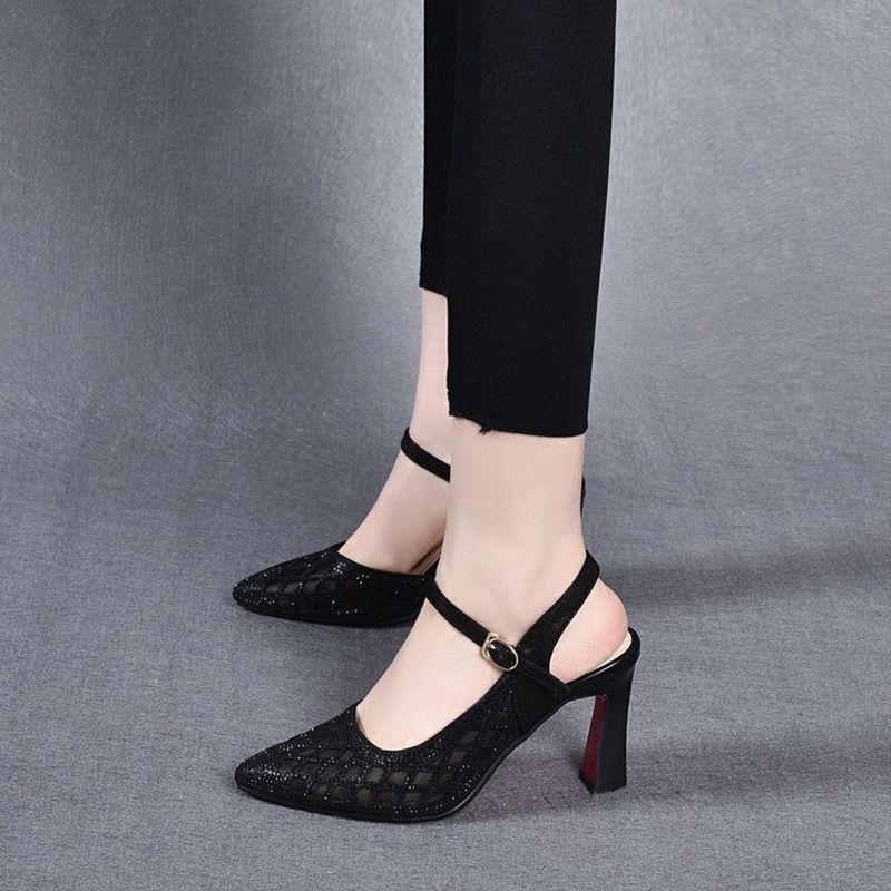 📢50 % de réduction !! ⏰💎Sandales à talons hauts respirantes avec pierres de Rhin pour femmes