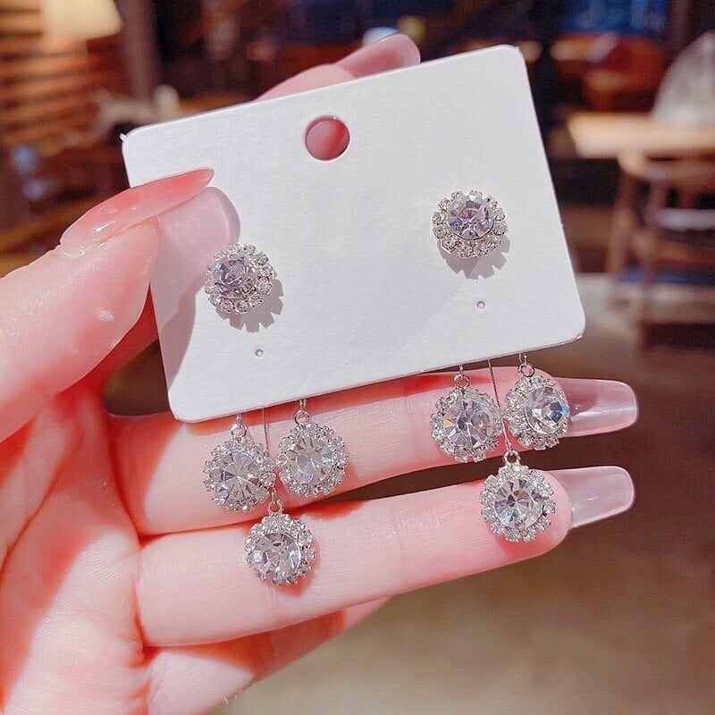 📢50 % DE RÉDUCTION !! Boucles d'oreilles pétales rondes en zircon