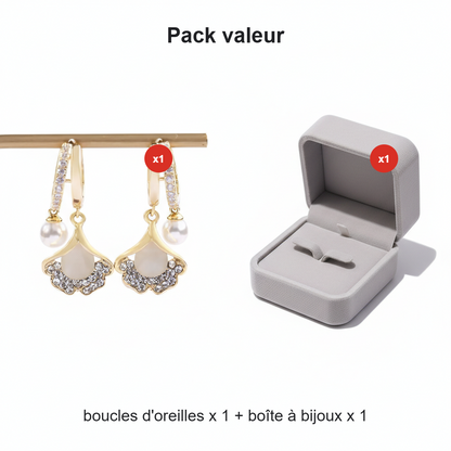Boucles d'oreilles délicates en forme de feuille de ginkgo pour femmes