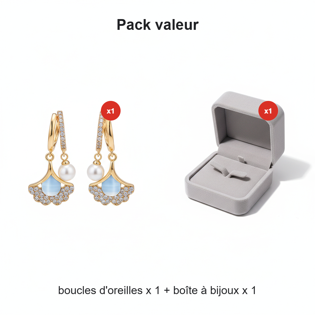 Boucles d'oreilles délicates en forme de feuille de ginkgo pour femmes