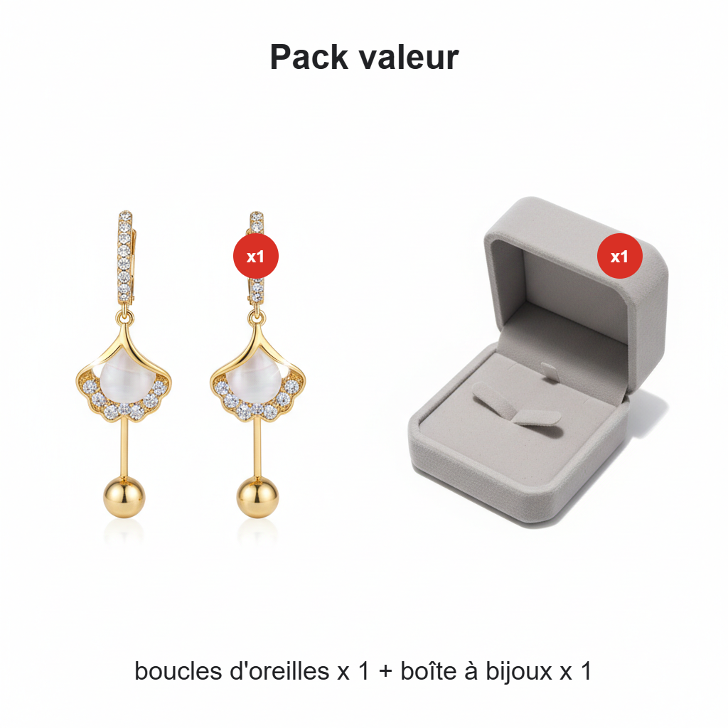 Boucles d'oreilles délicates en forme de feuille de ginkgo pour femmes
