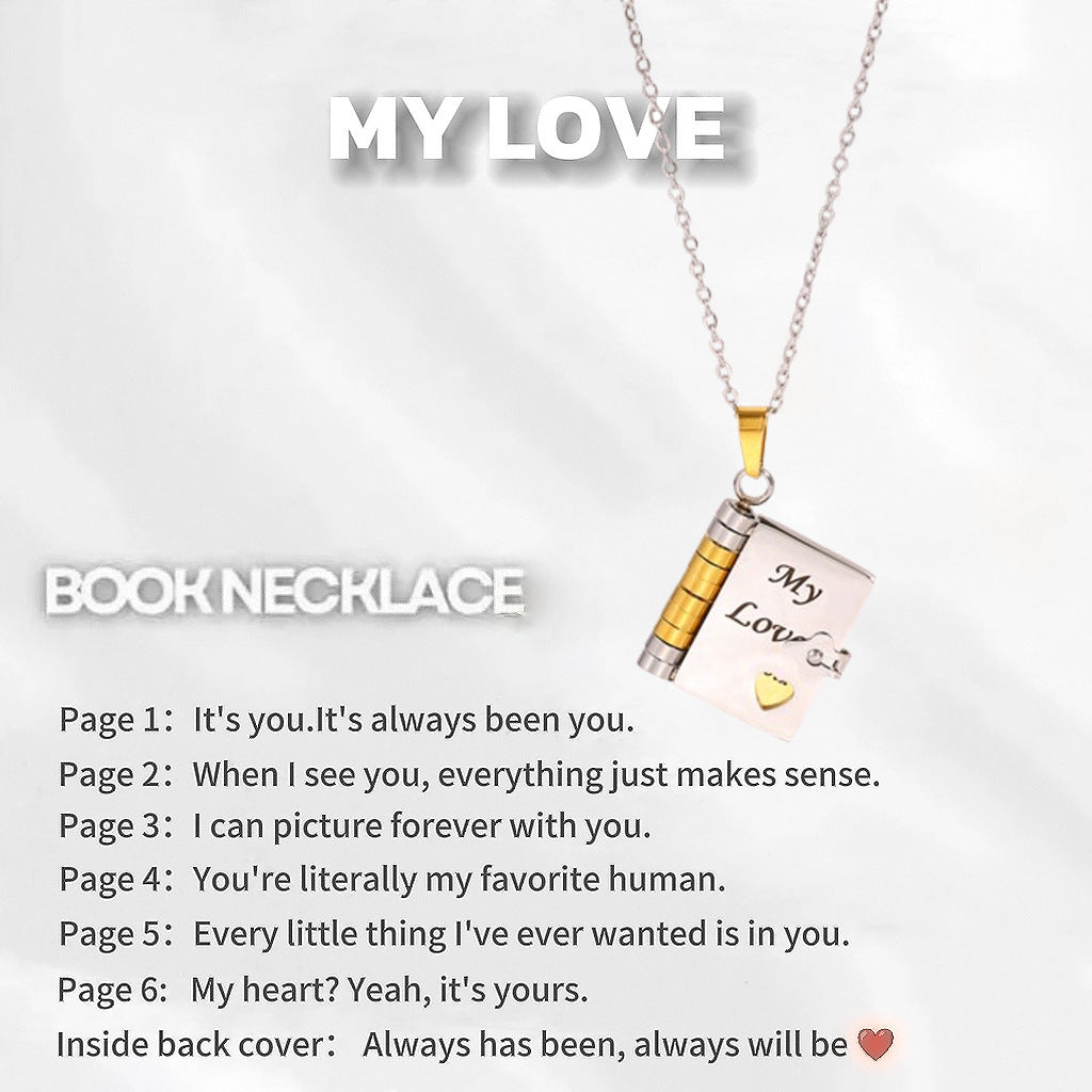 👑📖 PROMO -50% ! Collier Livre "Ma Petite Étoile" pour Fille – Message Personnalisable, Acier Inox & Boîte Cadeau (Livraison Mondiale)
