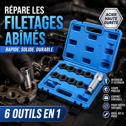 ✨🚗 -50% ! 🔧Lot de 10 Outils de Réparation de Filetages Auto – Acier HSS & Inserts Inox, Kit M5–M12.