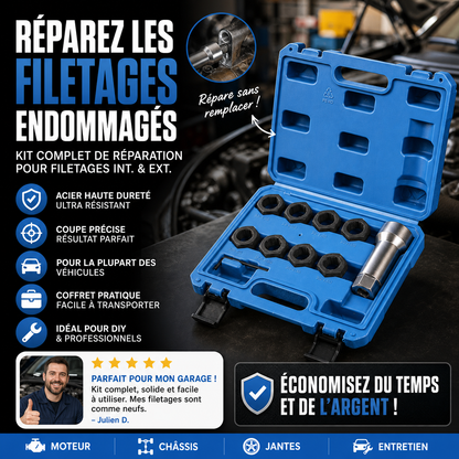 ✨🚗 -50% ! 🔧Lot de 10 Outils de Réparation de Filetages Auto – Acier HSS & Inserts Inox, Kit M5–M12.