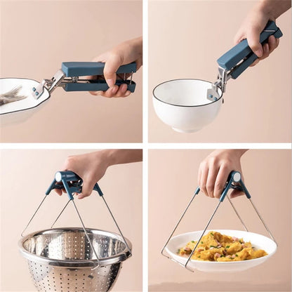 🍲 -50% ! ✨ Pince Anti-Brûlure pour Bols – Acier Inox + Silicone + PP – Réglable & Résistante à la Chaleur pour Cuisine Sécurisée 🔧