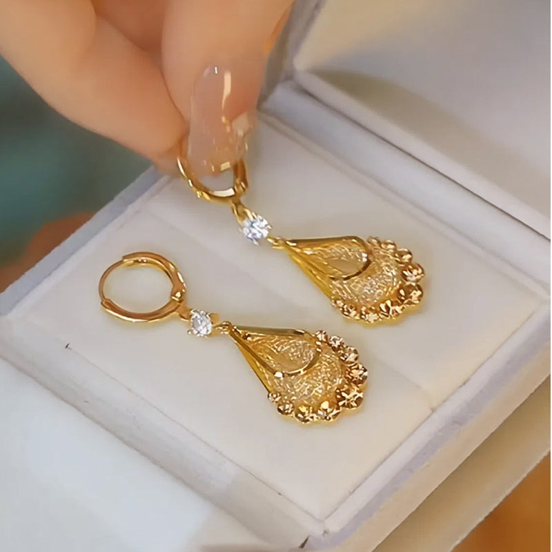 📢50 % de réduction !! ⏰💎Boucles d'oreilles en forme de larme plaquées or pour femme