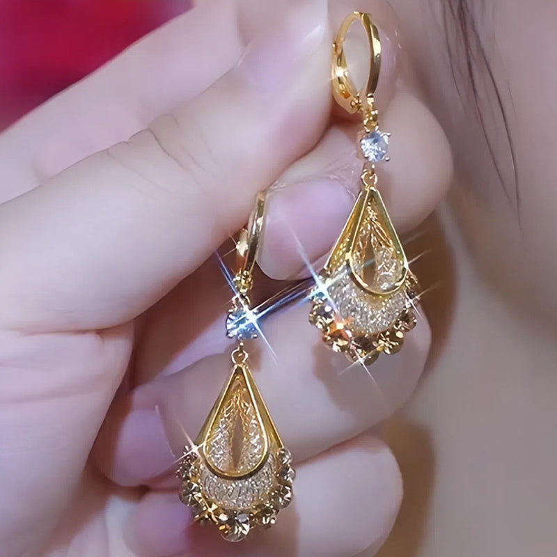 📢50 % de réduction !! ⏰💎Boucles d'oreilles en forme de larme plaquées or pour femme