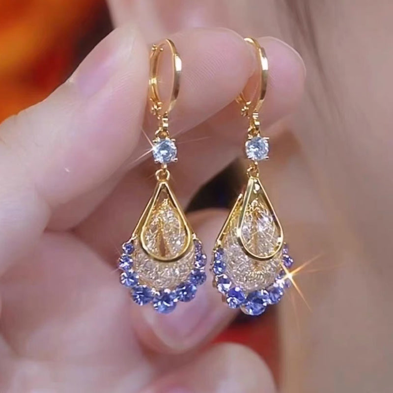📢50 % de réduction !! ⏰💎Boucles d'oreilles en forme de larme plaquées or pour femme