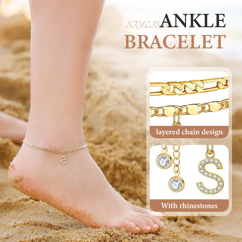 📢50 % de réduction !! 🌹Bracelet de cheville dorée superposé pour femmes