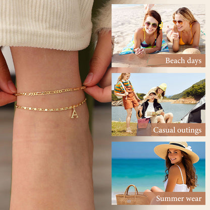 📢50 % de réduction !! 🌹Bracelet de cheville dorée superposé pour femmes