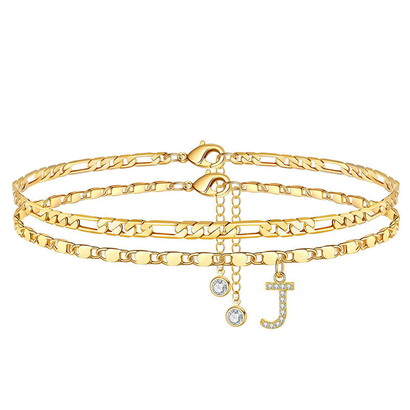 📢50 % de réduction !! 🌹Bracelet de cheville dorée superposé pour femmes