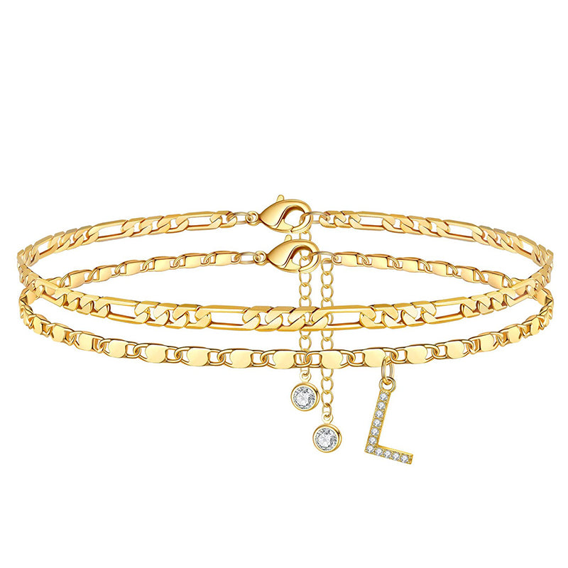 📢50 % de réduction !! 🌹Bracelet de cheville dorée superposé pour femmes