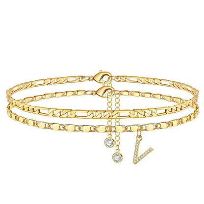 📢50 % de réduction !! 🌹Bracelet de cheville dorée superposé pour femmes