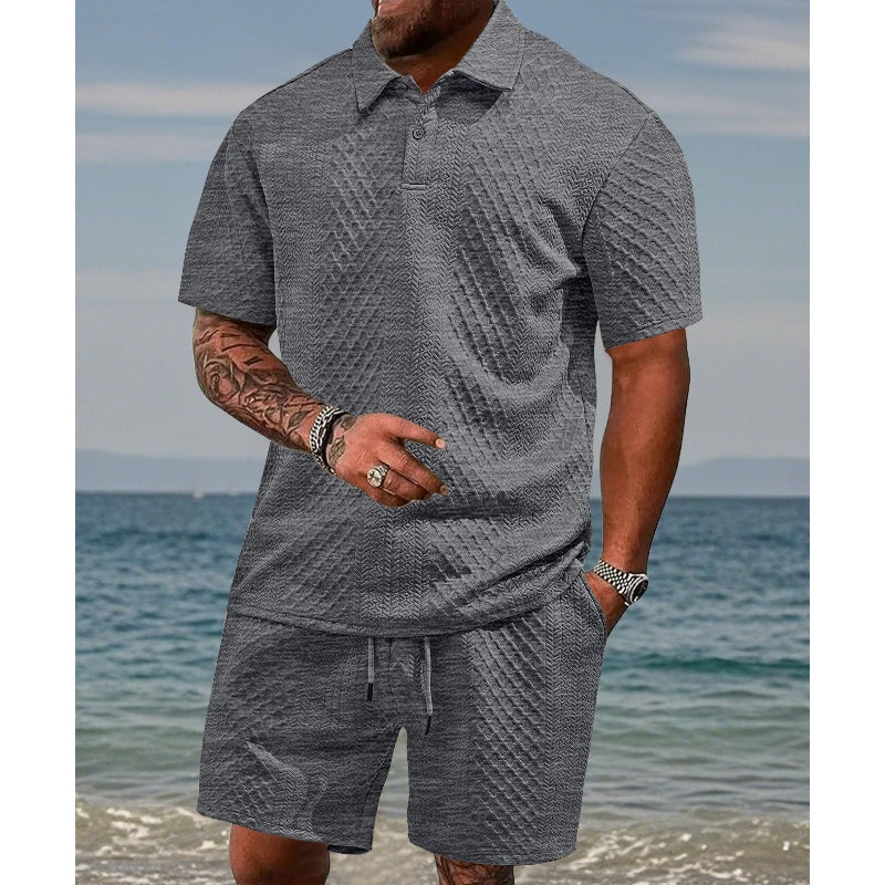 📢📢50 % de réduction !! ⏰💎 Chemise à Motif Losange & Short à Cordon pour un Style Frais et Élégant✨