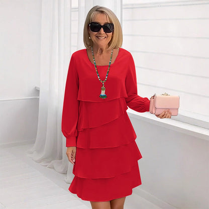 👗 50 % de réduction 🍂 Robe à manches longues à volants superposés pour femme