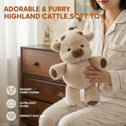 🧸 60% DE RÉDUCTION 🐮 Peluche vache Highland – Toute douce, taille parfaite pour câlins – Idéale pour déco chambre ou petit cadeau réconfortant – douce et moelleuse ✨🏠