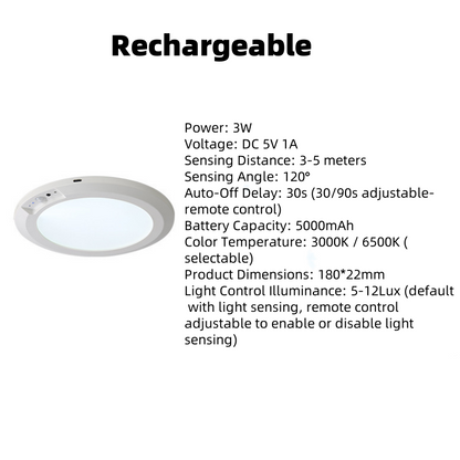 💎50% DE RÉDUCTION! 💎 Plafonnier à Détection de Mouvement –💡Rechargeable, Magnétique & Télécommande Incluse