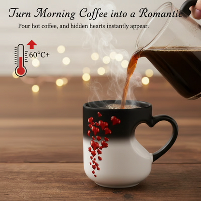 📢📢50 % DE RÉDUCTION !!!⏰ Mug en céramique à couleur changeante avec anse en forme de cœur 💝✨