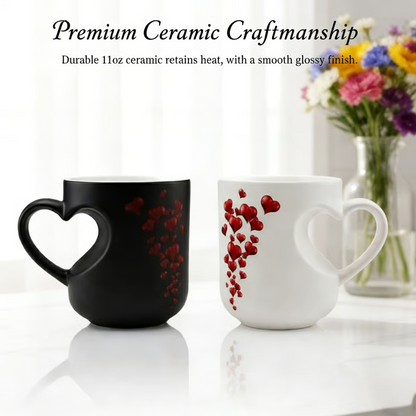 📢📢50 % DE RÉDUCTION !!!⏰ Mug en céramique à couleur changeante avec anse en forme de cœur 💝✨