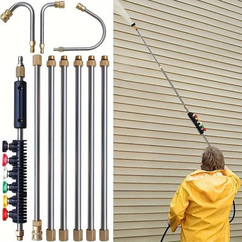 🎁 50% DE RÉDUCTION ! 🚗 Kit de Rallonge pour Nettoyeur Haute Pression – Jusqu’à 4000 PSI, Nettoyage de Toits & Gouttières Sans Échelle 💧🔧