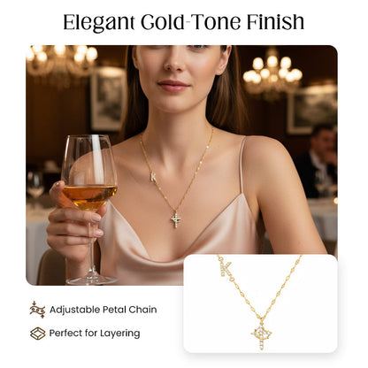 💎 50 % DE RÉDUCTION ! 💎 Collier à maillons délicats en forme de pétales avec pendentif initiale – Longueur réglable, design étincelant et inspiré de la foi ✨📿