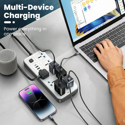 🔌 -50% ⚡ Multiprise avec Long Câble de Rallonge – Ports USB inclus, Protection contre les Surtensions & Design Compact 📱