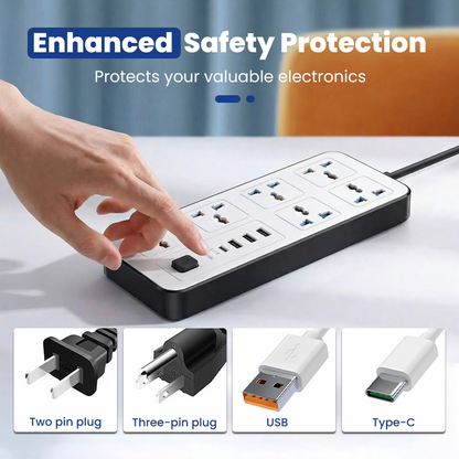 🔌 -50% ⚡ Multiprise avec Long Câble de Rallonge – Ports USB inclus, Protection contre les Surtensions & Design Compact 📱