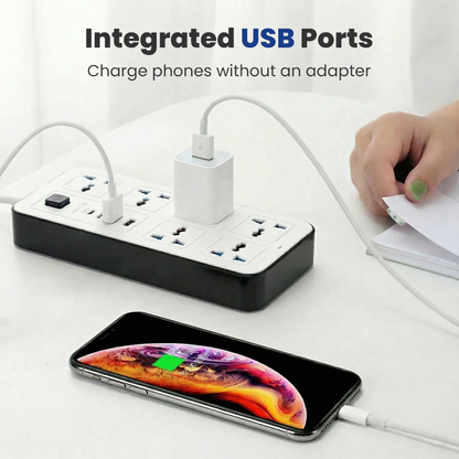 🔌 -50% ⚡ Multiprise avec Long Câble de Rallonge – Ports USB inclus, Protection contre les Surtensions & Design Compact 📱