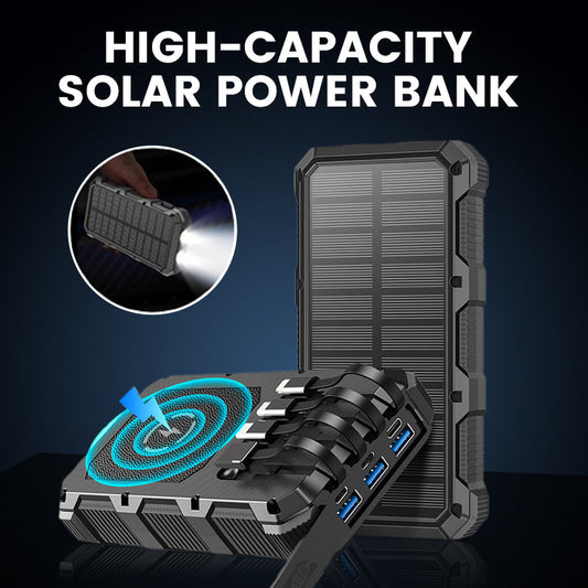 Batterie externe solaire haute capacité avec lampe intégrée