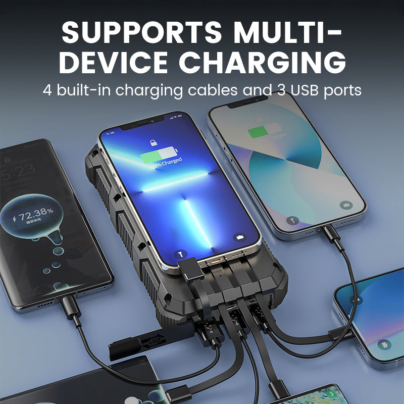 Batterie externe solaire haute capacité avec lampe intégrée
