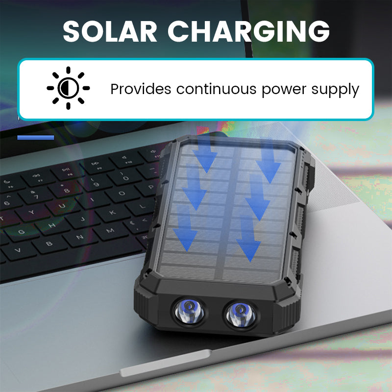 Batterie externe solaire haute capacité avec lampe intégrée