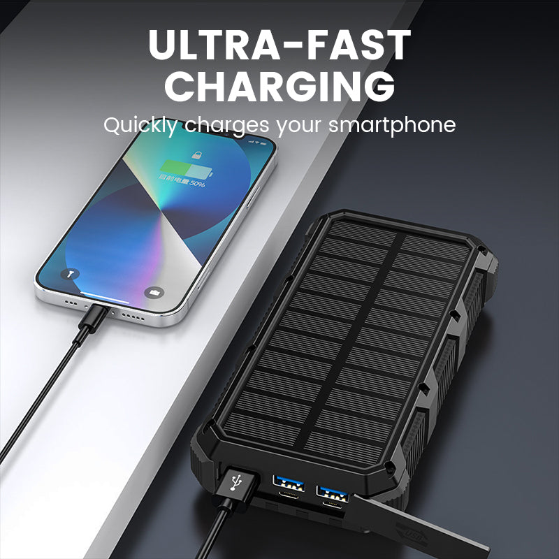 Batterie externe solaire haute capacité avec lampe intégrée