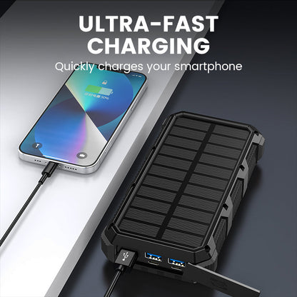 Batterie externe solaire haute capacité avec lampe intégrée